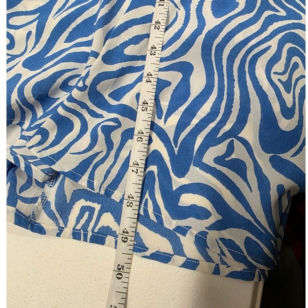 Aakaa Blue White Zebra Print Cutout Midi Dress Collared Women Size M - Picture 6 of 6